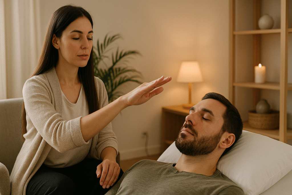 Terapeuta Aplicando Técnicas Avançadas para Viver das Terapias Integrativas